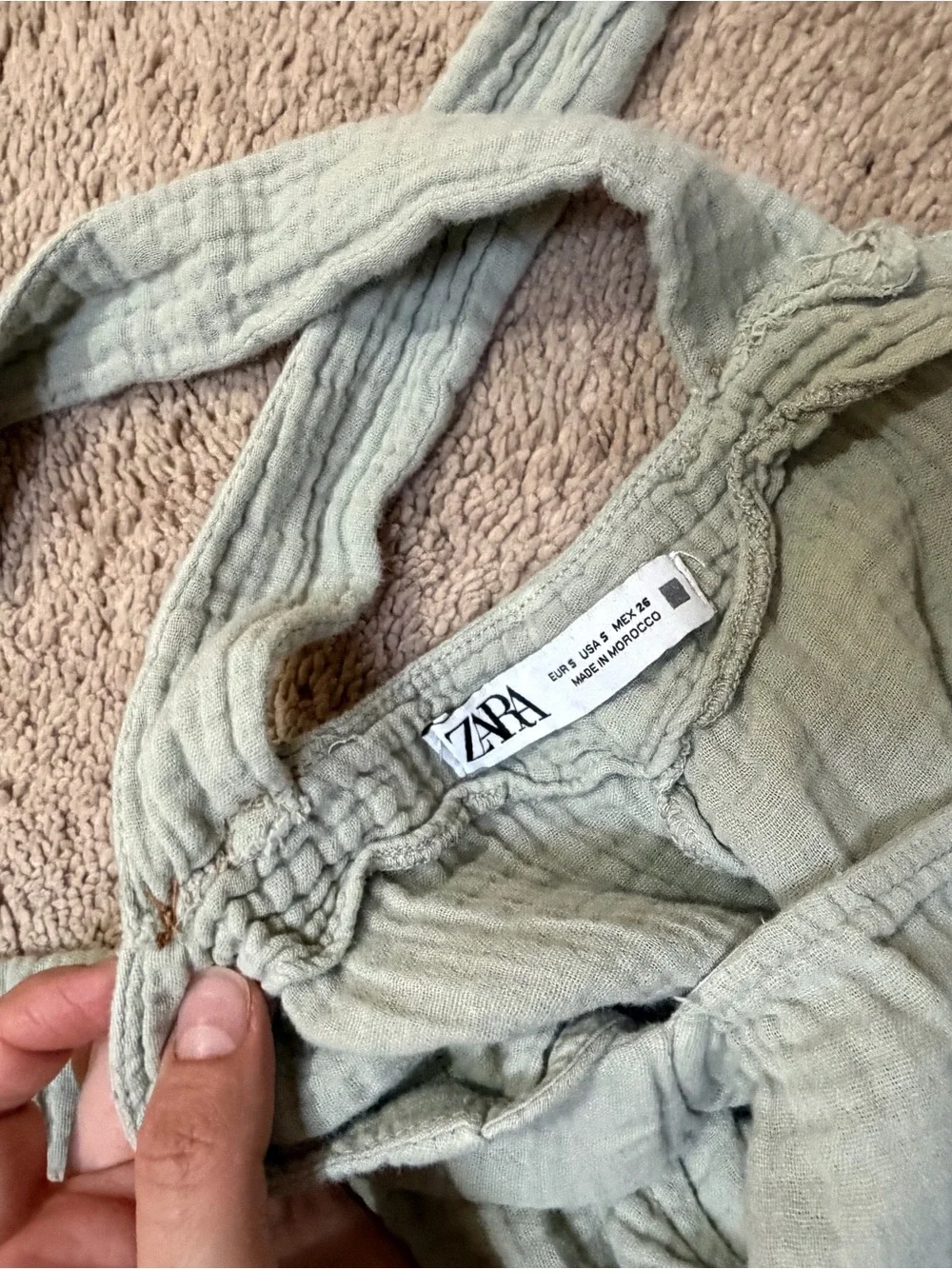 Zara Light Sage Linen-Blend Jumpsuit